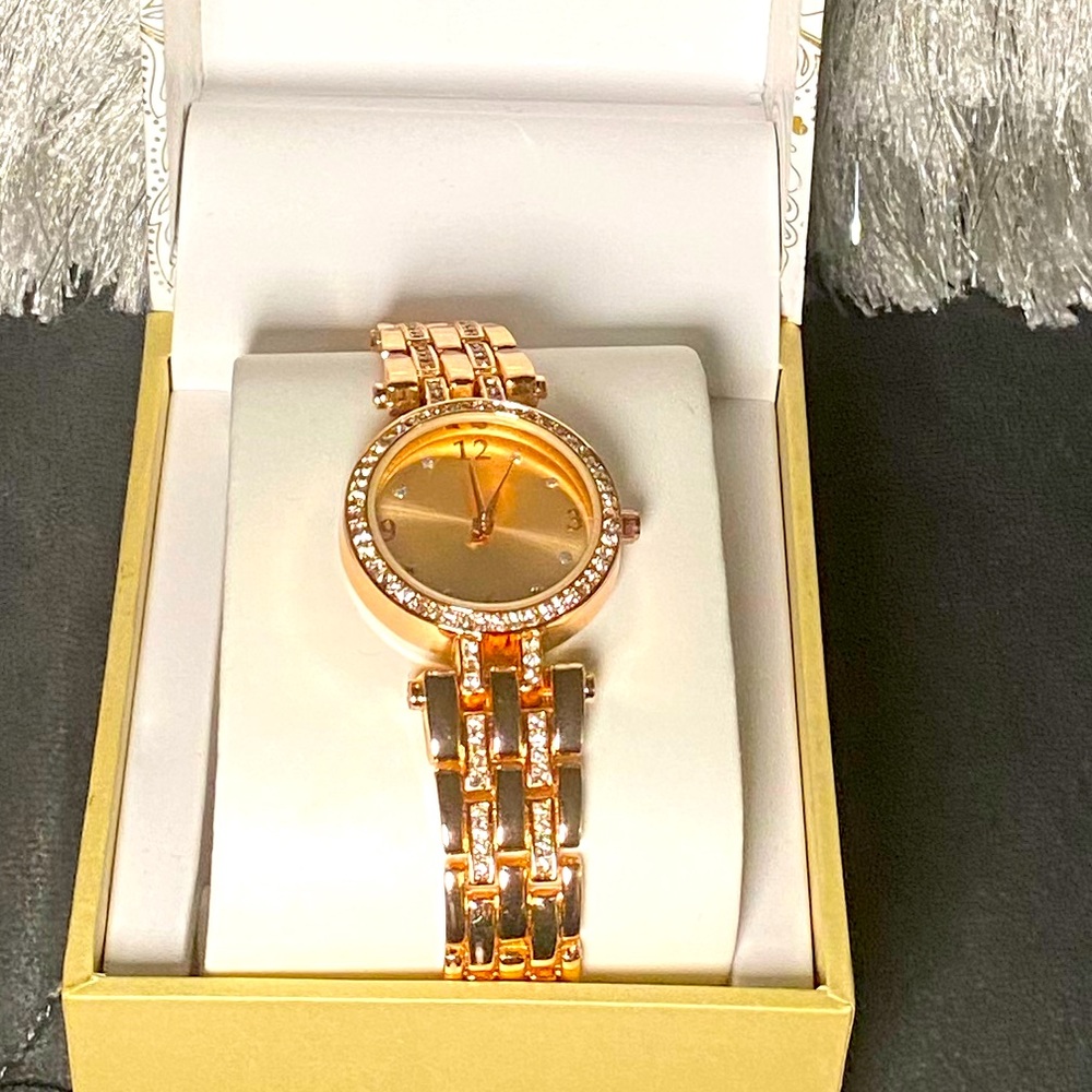 Charter Club Rose Gold Crystal Quartz Watch